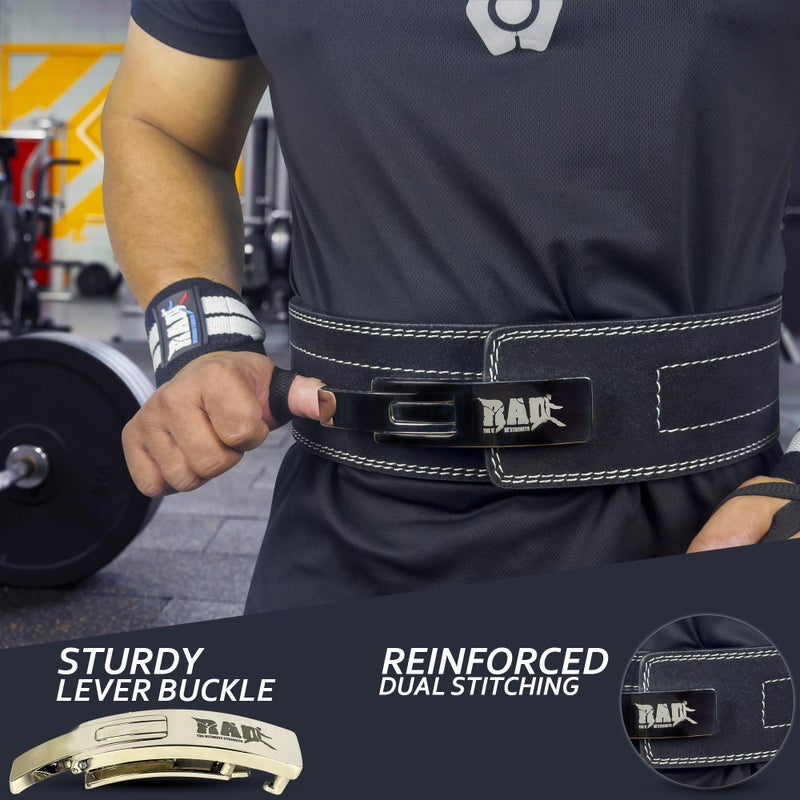 RAD Weight Lifting Belts Powerlifting and Weightlifting Belt with Lever Buckle, 10mm (Black, Large) - Image 3
